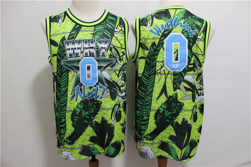 Men Oklahoma City Thunder #0 Westbrook Green Painted Limited Edition NBA Jerseys->portland trail blazers->NBA Jersey